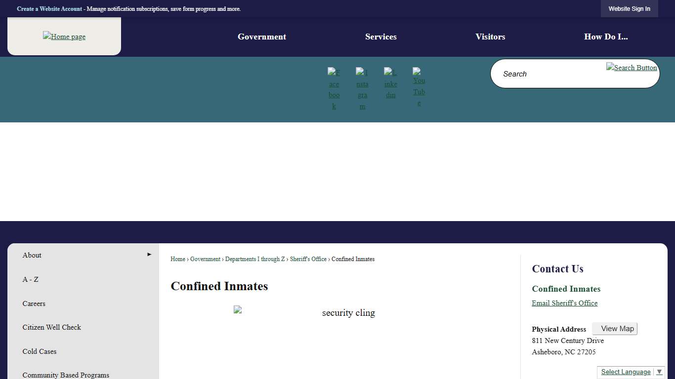 Confined Inmates | Randolph County, NC