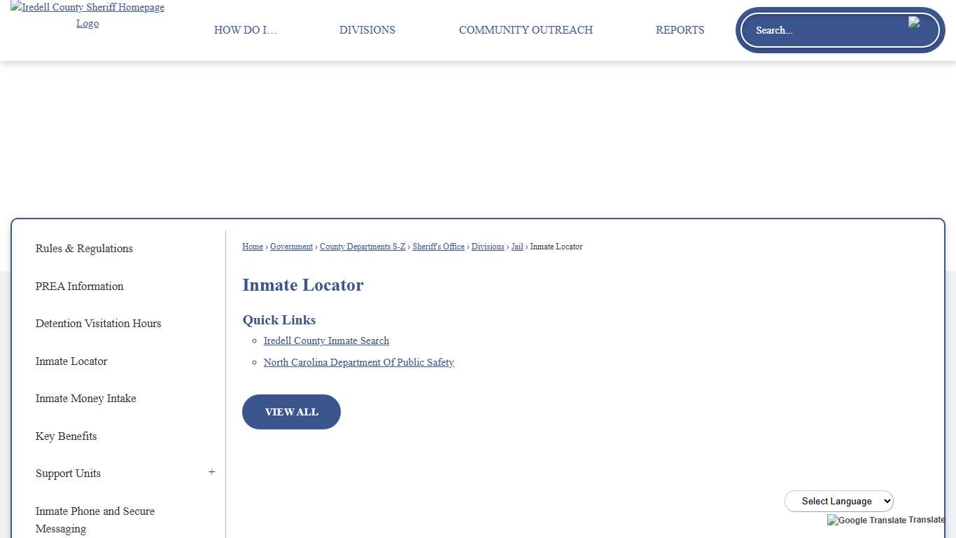 Inmate Locator | Iredell County, NC